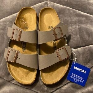 Green Birkenstock sandals
